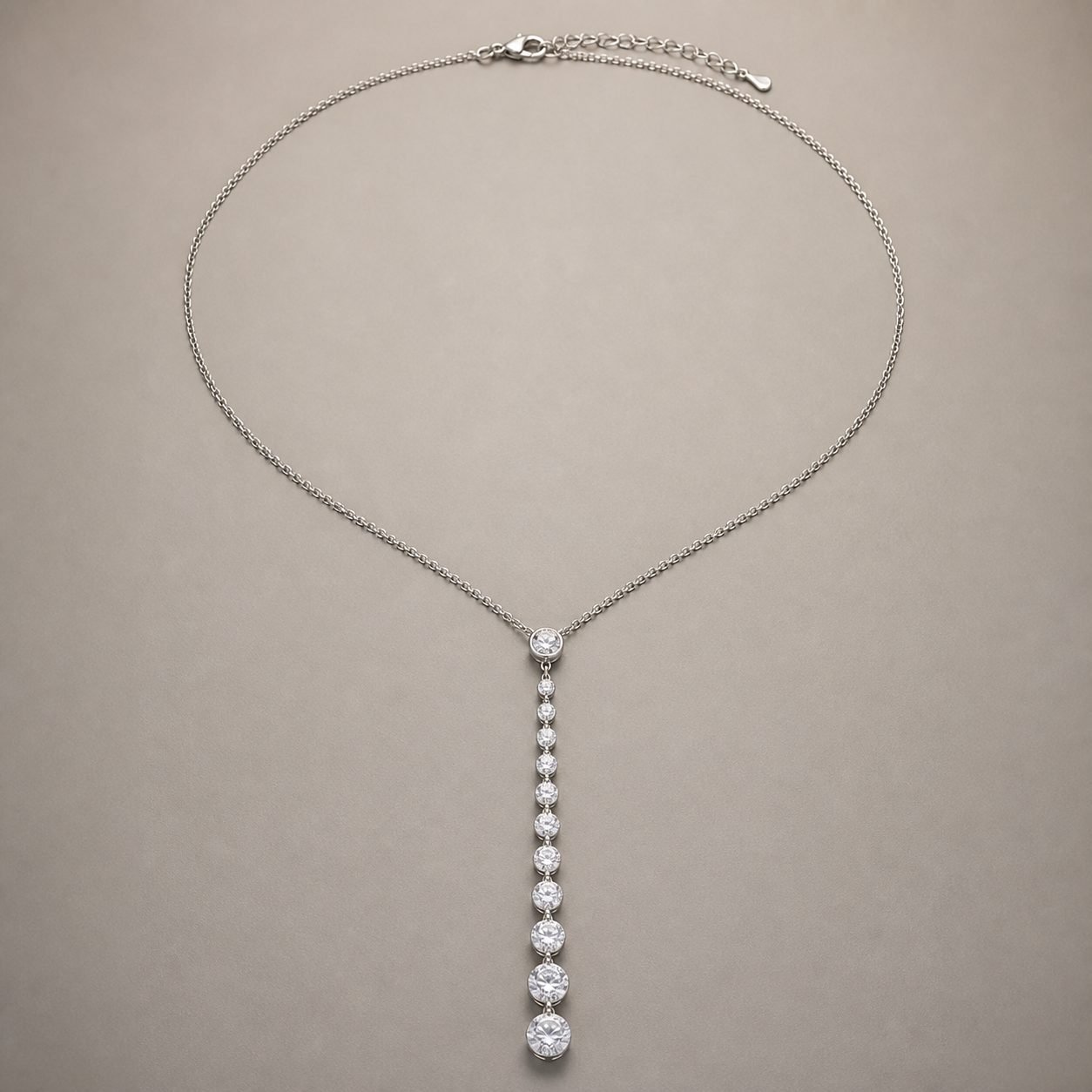 Wholesale Graduated Moissanite Y Necklace 925 Sterling Silver Lariat Bridal Fine Jewelry - P070 product image 1