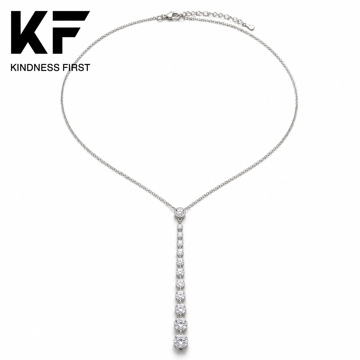 Wholesale Graduated Moissanite Y Necklace 925 Sterling Silver Lariat Bridal Fine Jewelry view 3