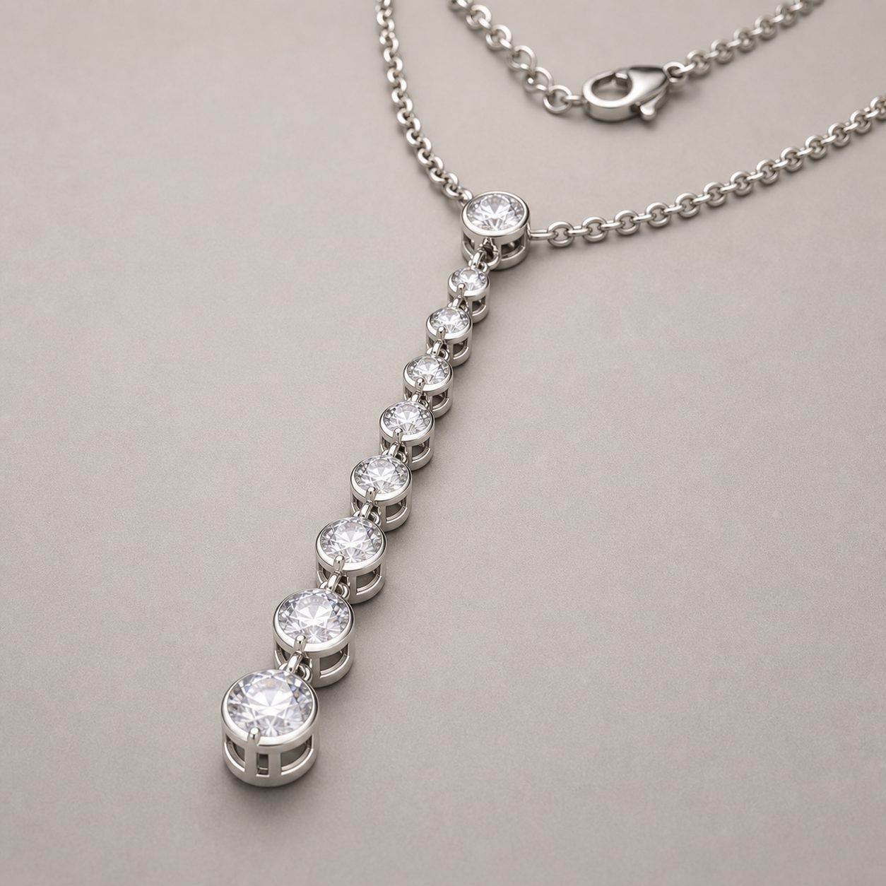 Wholesale Graduated Moissanite Y Necklace 925 Sterling Silver Lariat Bridal Fine Jewelry view 4