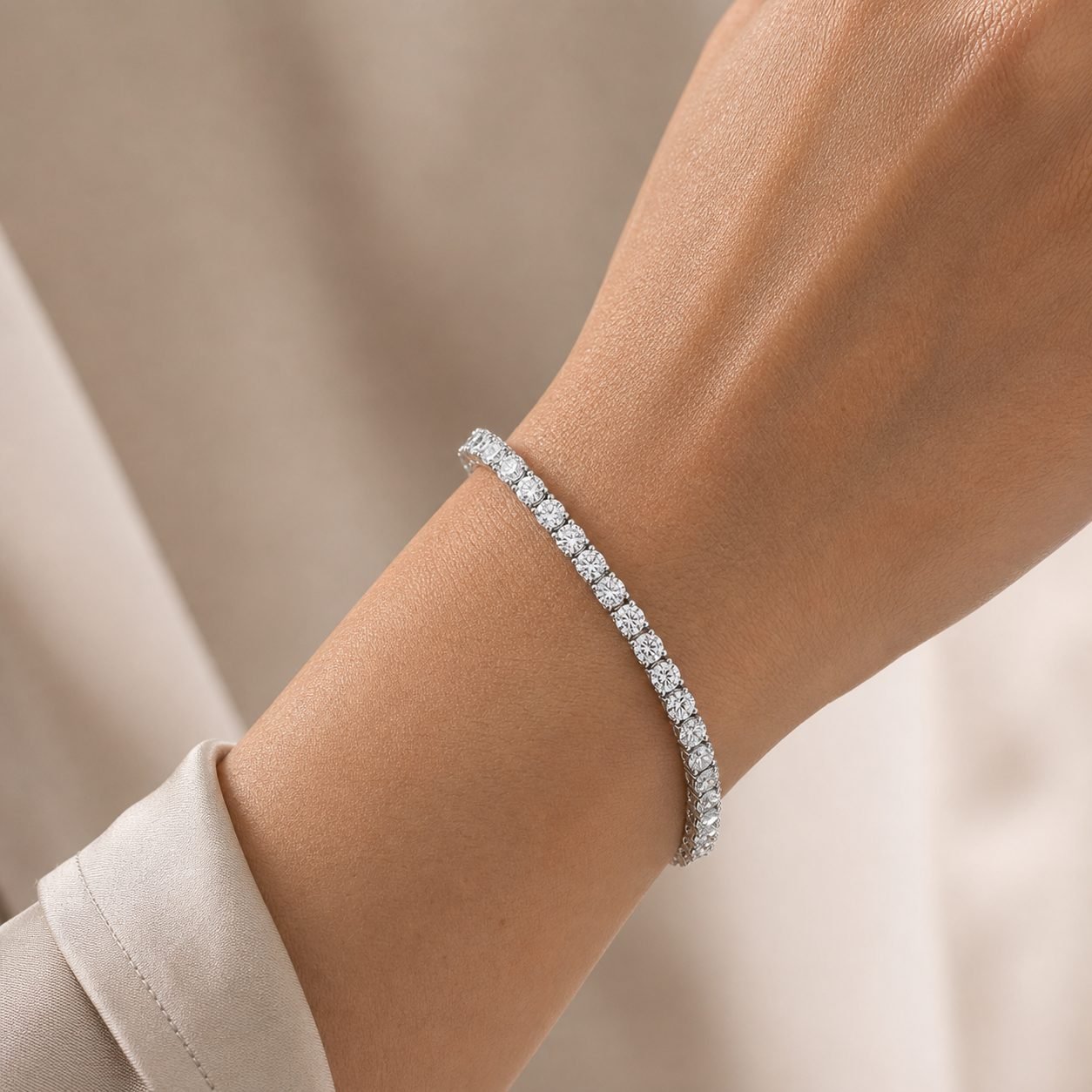 Wholesale 3mm Round Moissanite Tennis Bracelet 925 Sterling Silver Four Prong Fine Jewelry view 2