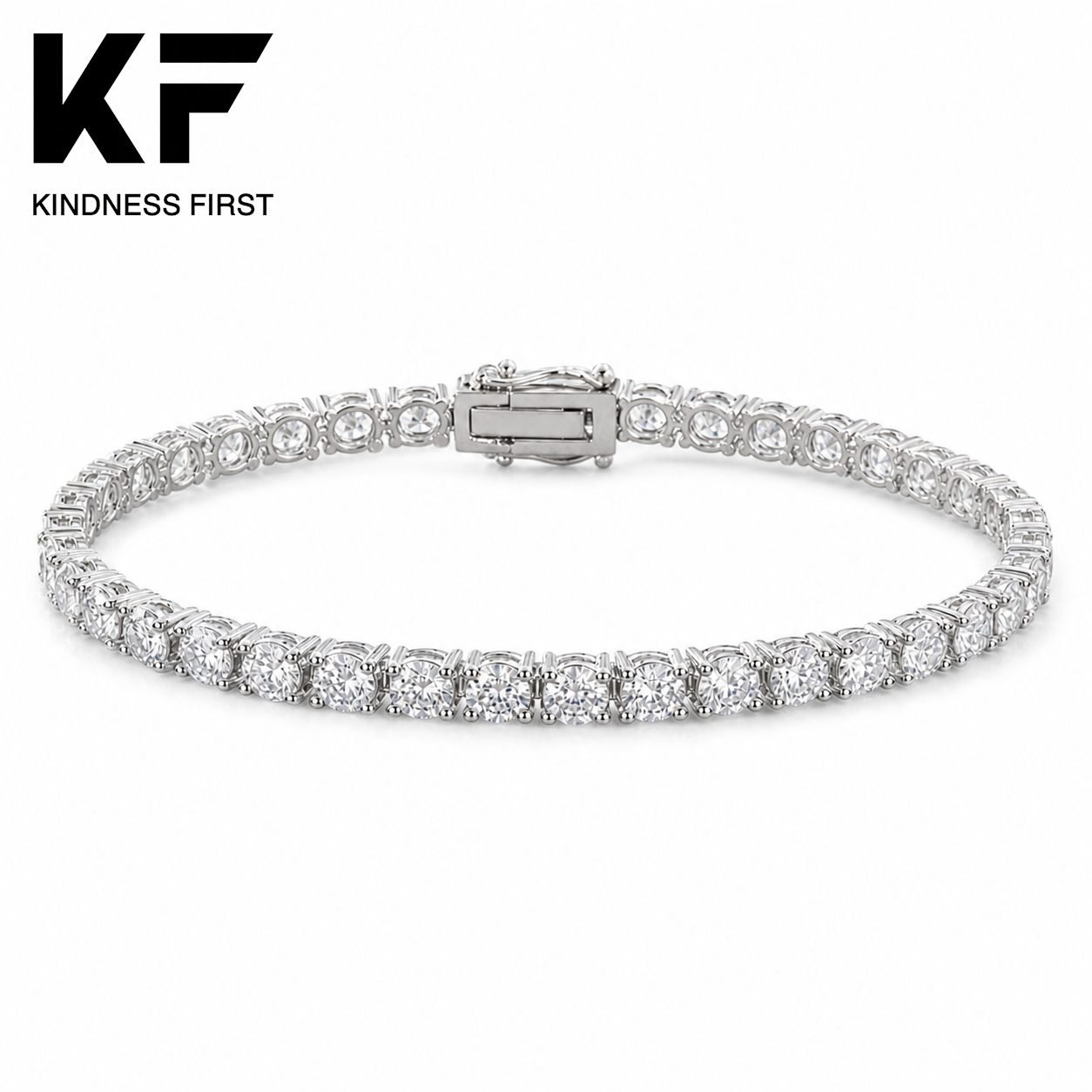 Wholesale 3mm Round Moissanite Tennis Bracelet 925 Sterling Silver Four Prong Fine Jewelry view 3