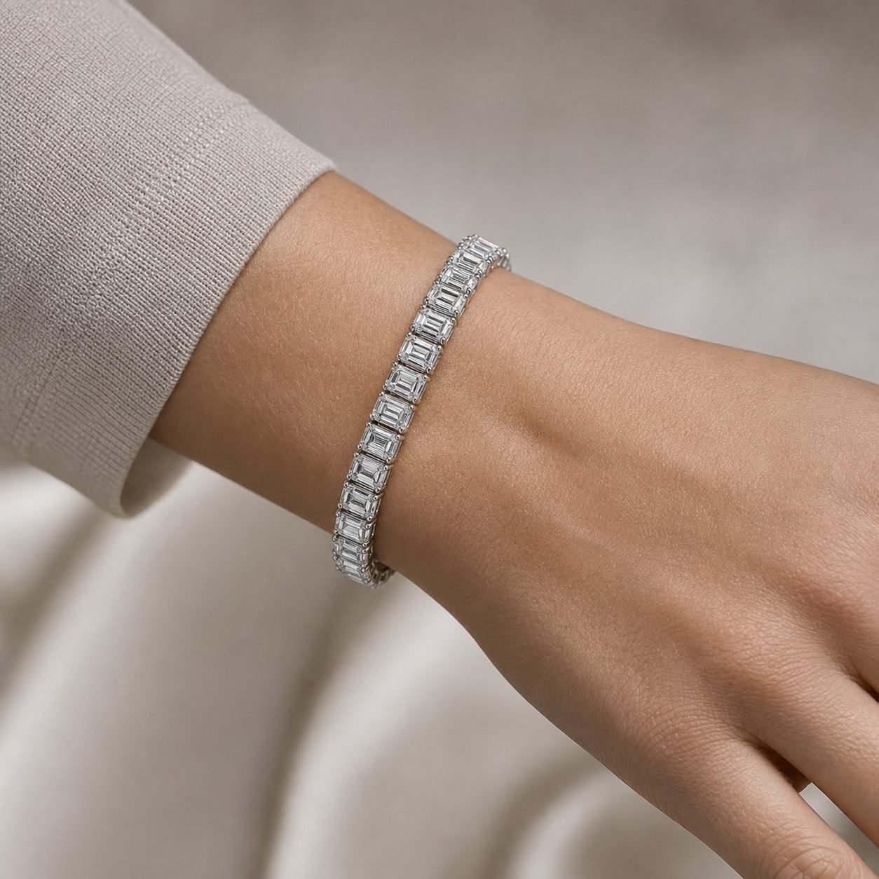 Wholesale Emerald Cut Moissanite Tennis Bracelet 925 Sterling Silver Luxury Fine Jewelry view 2