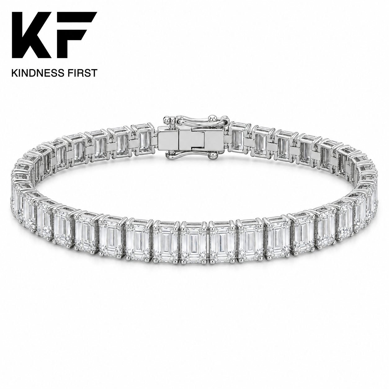 Wholesale Emerald Cut Moissanite Tennis Bracelet 925 Sterling Silver Luxury Fine Jewelry view 3
