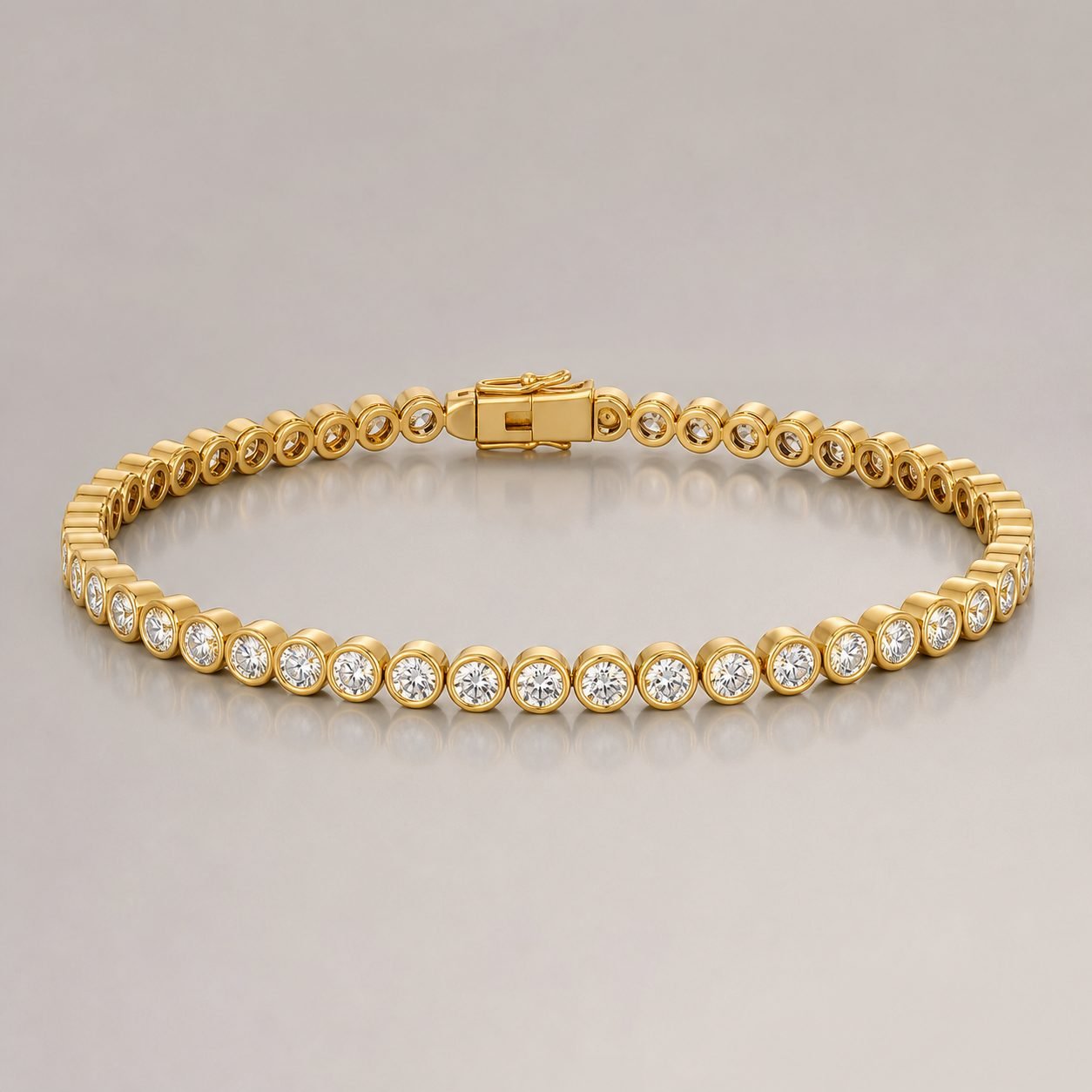 Wholesale Round Bezel Moissanite Tennis Bracelet Gold Tone 925 Sterling Silver Fine Jewelry - P073 product image 1