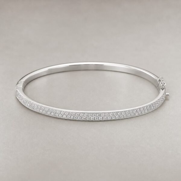 Wholesale Pave Moissanite Hinged Bangle 925 Sterling Silver Slim Full Eternity Women Jewelry - P076 product image 1