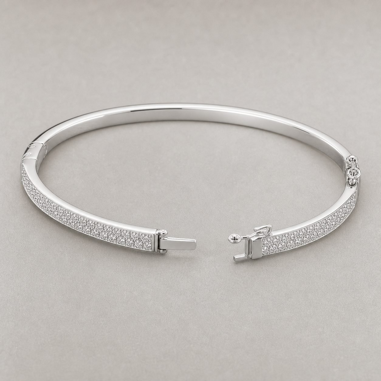 Wholesale Pave Moissanite Hinged Bangle 925 Sterling Silver Slim Full Eternity Women Jewelry view 4