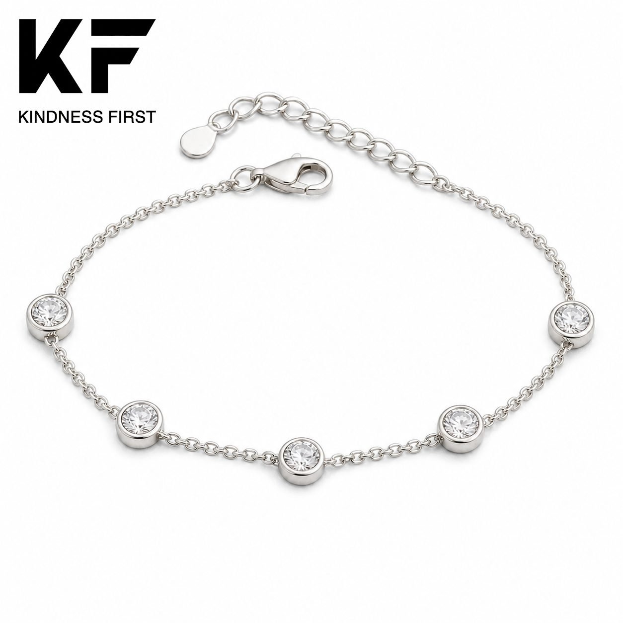 Wholesale Five Stone Moissanite Station Bracelet 925 Sterling Silver Bezel Set Fine Jewelry view 3