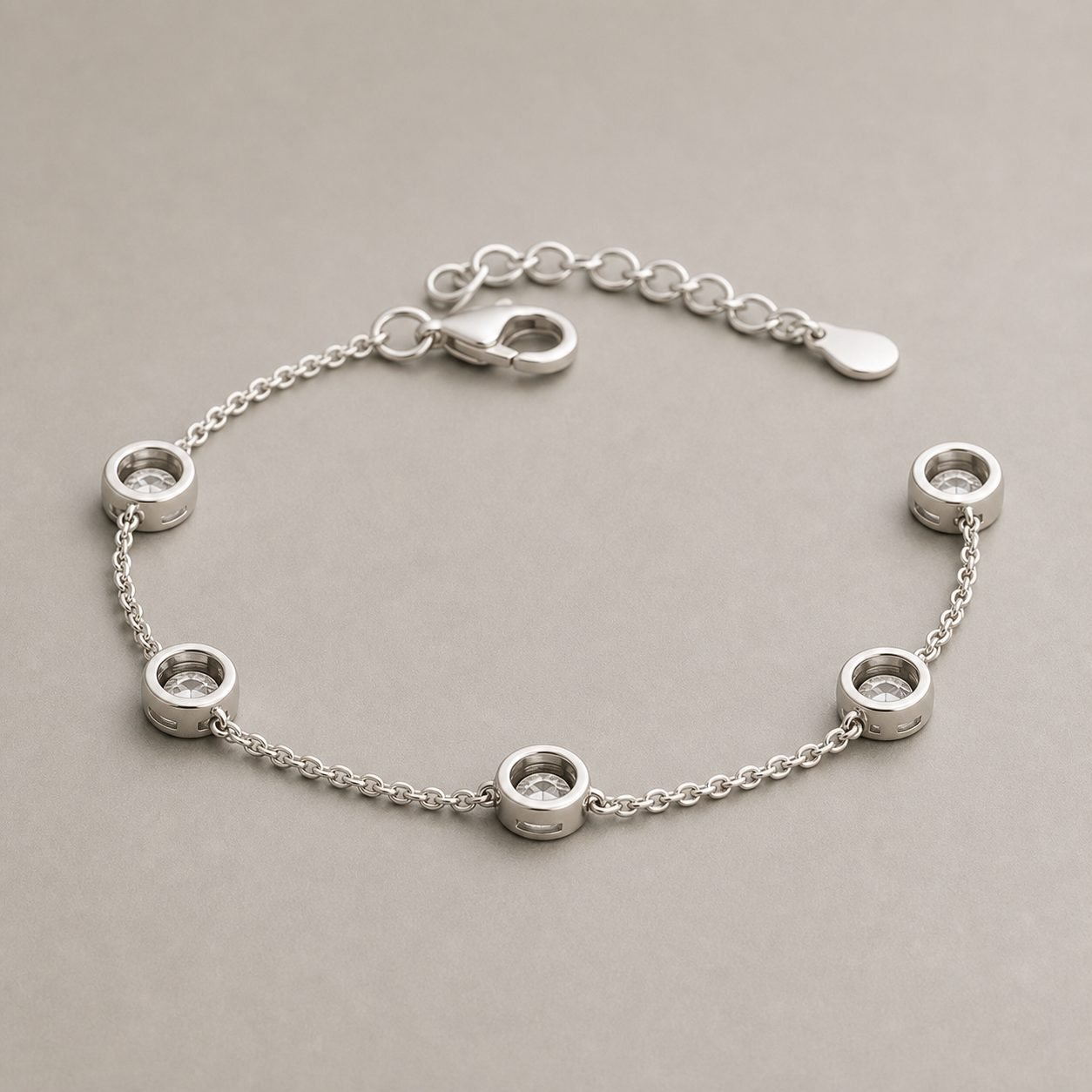 Wholesale Five Stone Moissanite Station Bracelet 925 Sterling Silver Bezel Set Fine Jewelry view 4