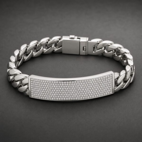 Wholesale Iced Out Moissanite ID Bracelet 925 Sterling Silver Rectangular Mens Hip Hop Jewelry - P080 product image 1