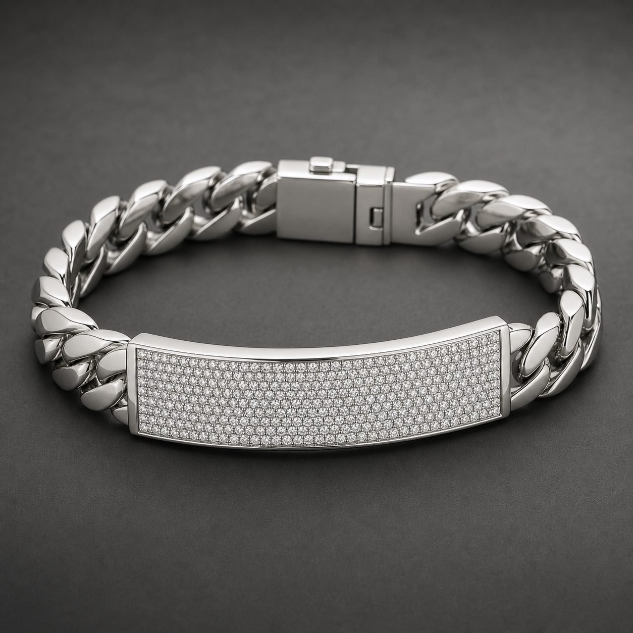 Wholesale Iced Out Moissanite ID Bracelet 925 Sterling Silver Rectangular Mens Hip Hop Jewelry - P080 product image 1