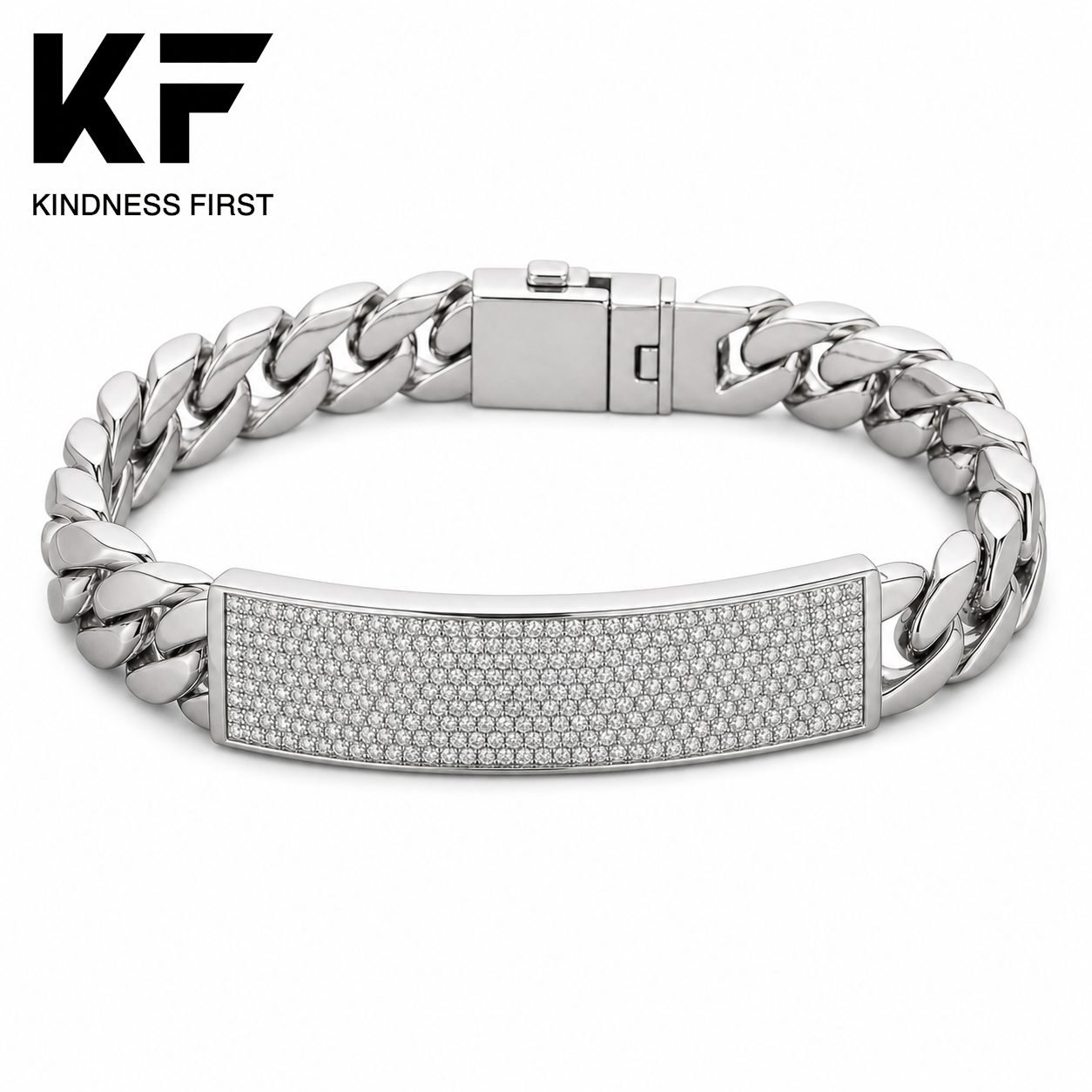 Wholesale Iced Out Moissanite ID Bracelet 925 Sterling Silver Rectangular Mens Hip Hop Jewelry view 3