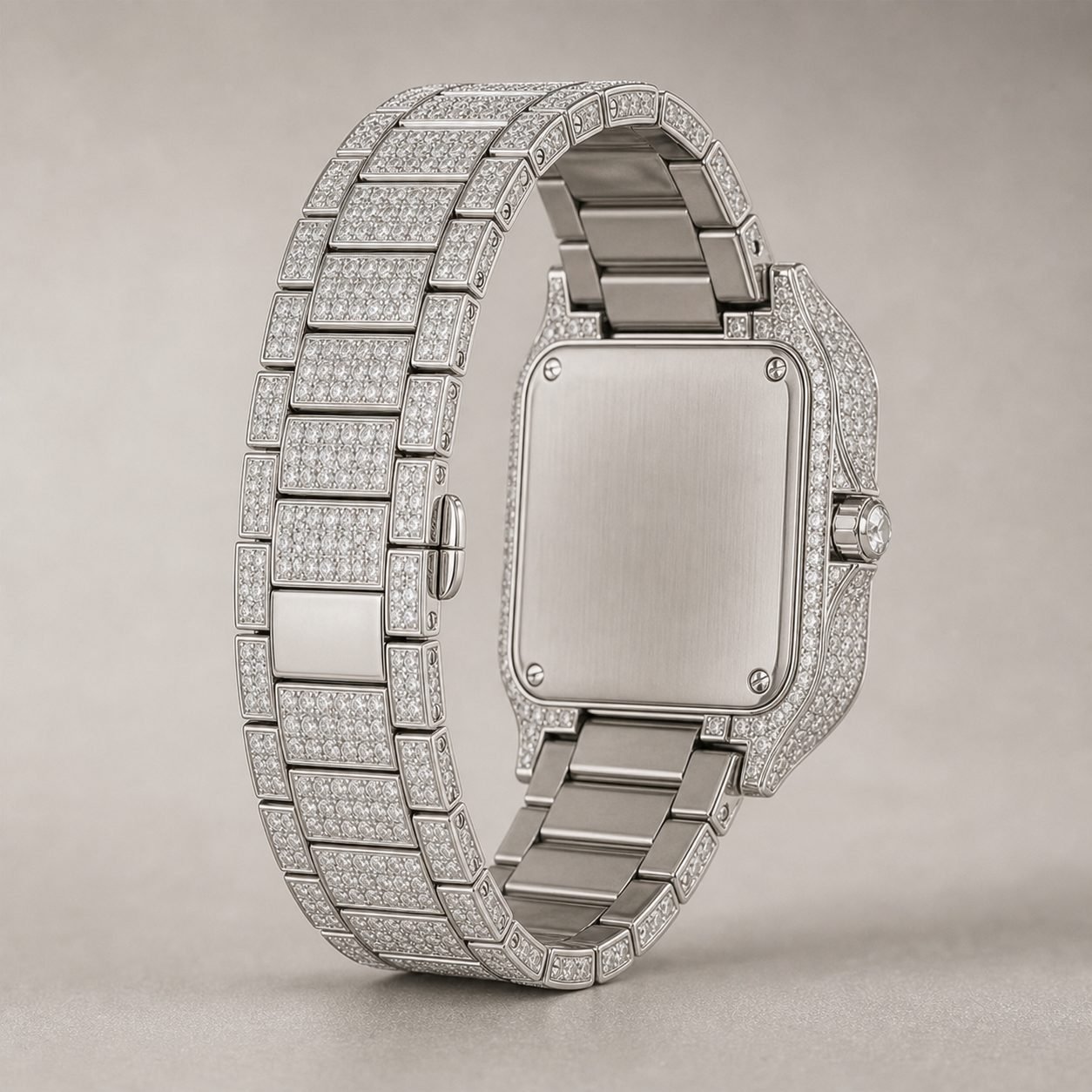 Wholesale Square Dial Moissanite Iced Out Watch Silver Tone Luxury Fashion Watch view 4