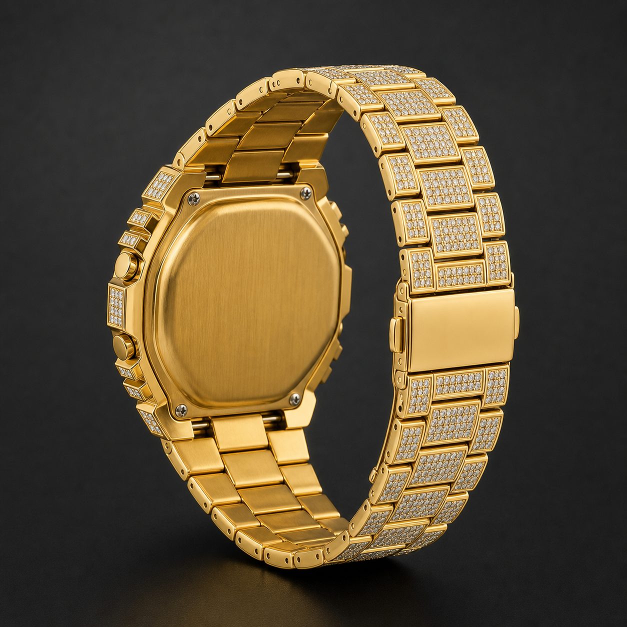 Wholesale Digital Sport Style Moissanite Iced Out Watch Gold Tone Unbranded Hip Hop Fashion Watch view 4