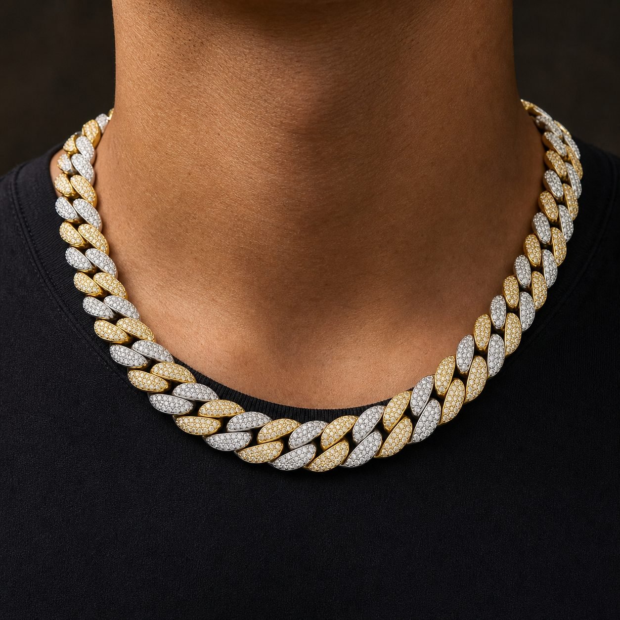 Wholesale 12mm Two Tone Moissanite Cuban Link Chain Fully Iced Out Mens Hip Hop Jewelry view 2