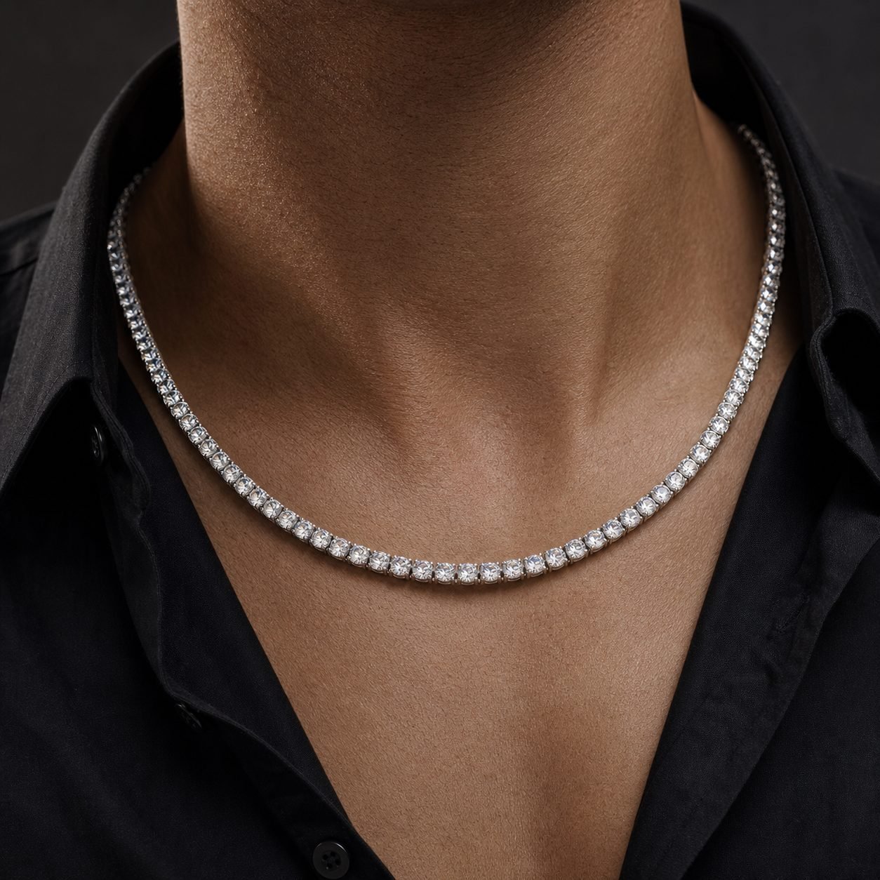 Wholesale 6mm Single Row Moissanite Tennis Chain 925 Sterling Silver Mens Hip Hop Necklace view 2