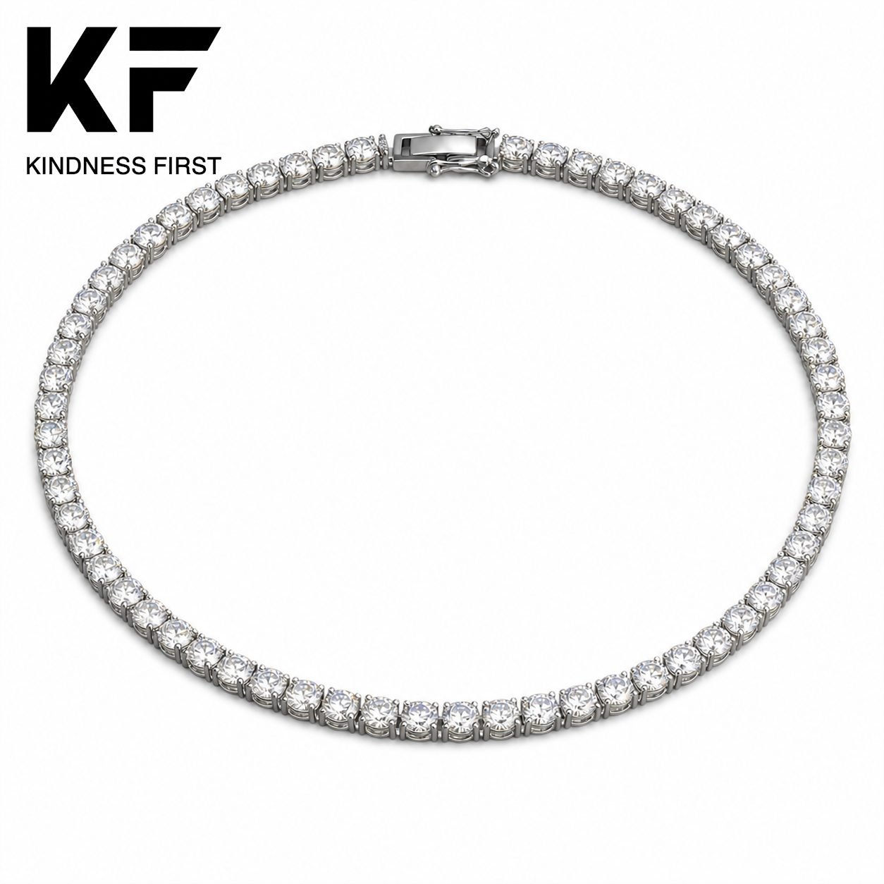 Wholesale 6mm Single Row Moissanite Tennis Chain 925 Sterling Silver Mens Hip Hop Necklace view 3