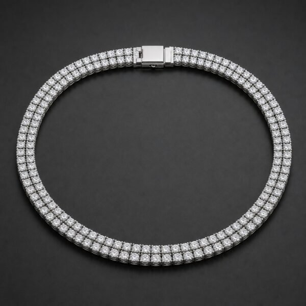 Wholesale 8mm Double Row Moissanite Tennis Chain 925 Sterling Silver Fully Iced Out Mens Jewelry - P087 product image 1