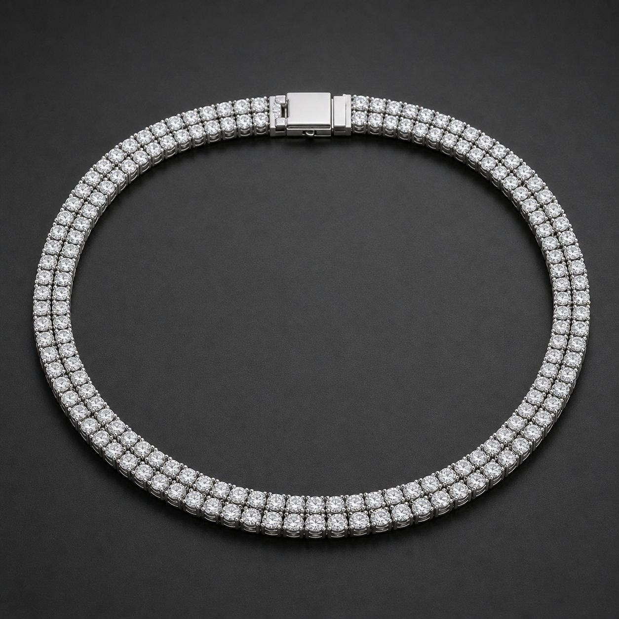 Wholesale 8mm Double Row Moissanite Tennis Chain 925 Sterling Silver Fully Iced Out Mens Jewelry - P087 product image 1