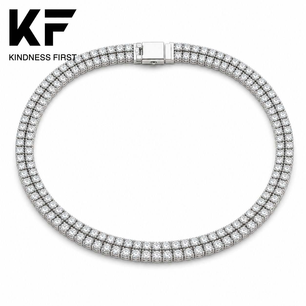 Wholesale 8mm Double Row Moissanite Tennis Chain 925 Sterling Silver Fully Iced Out Mens Jewelry view 3