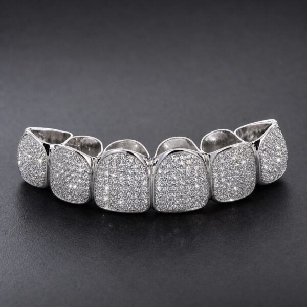 Wholesale 6 Teeth Moissanite Grillz 925 Sterling Silver Full Cover Iced Out Hip Hop Jewelry - P088 product image 1