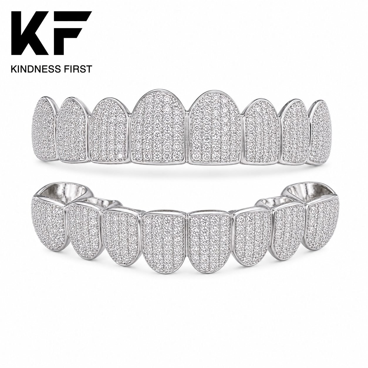 Wholesale 10 Plus 10 Teeth Moissanite Grillz 925 Sterling Silver Full Cover Top Bottom Hip Hop Jewelry view 3