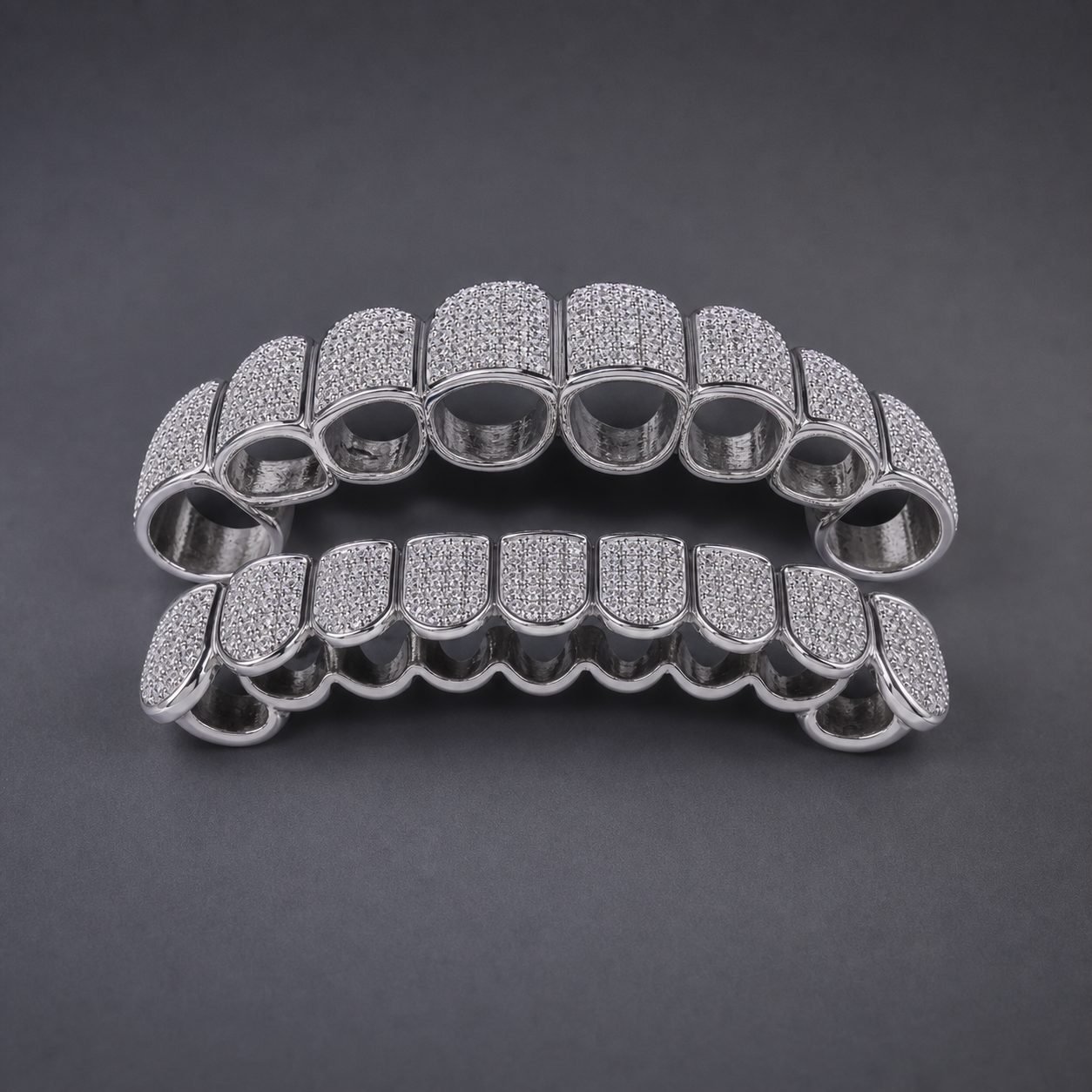 Wholesale 10 Plus 10 Teeth Moissanite Grillz 925 Sterling Silver Full Cover Top Bottom Hip Hop Jewelry view 4