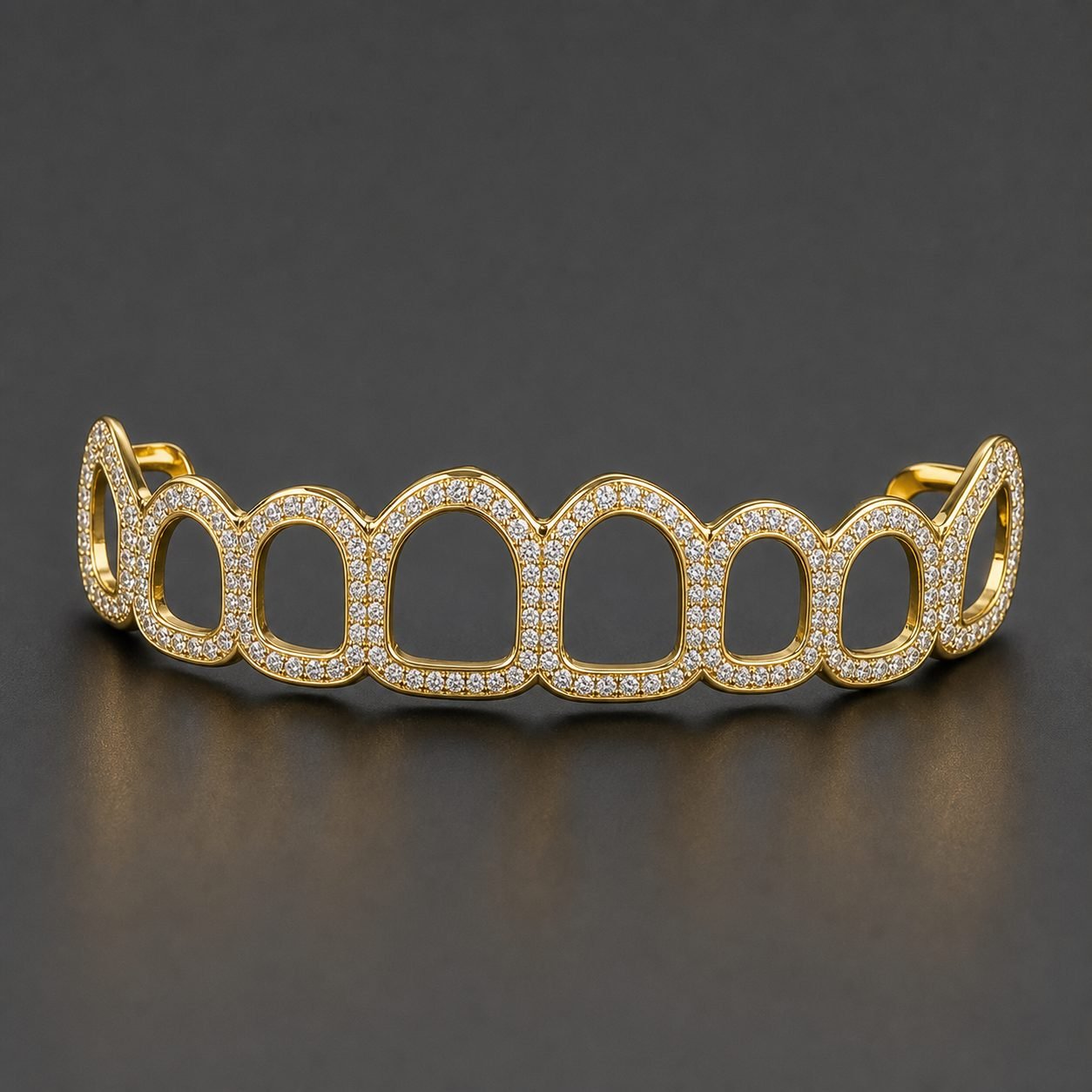 Wholesale 8 Teeth Open Face Moissanite Grillz Gold Tone 925 Sterling Silver Iced Out Hip Hop Jewelry - P090 product image 1