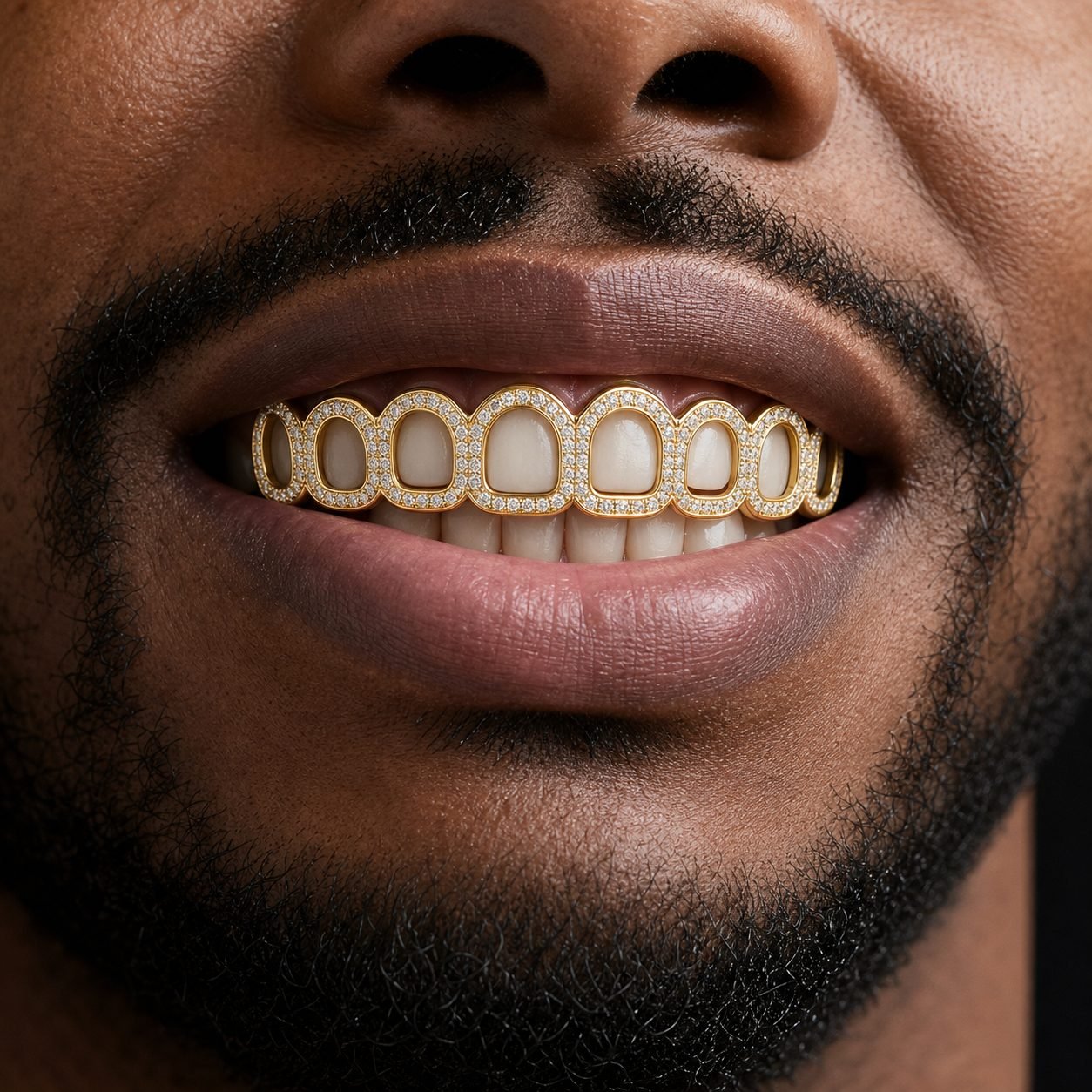 Wholesale 8 Teeth Open Face Moissanite Grillz Gold Tone 925 Sterling Silver Iced Out Hip Hop Jewelry view 2