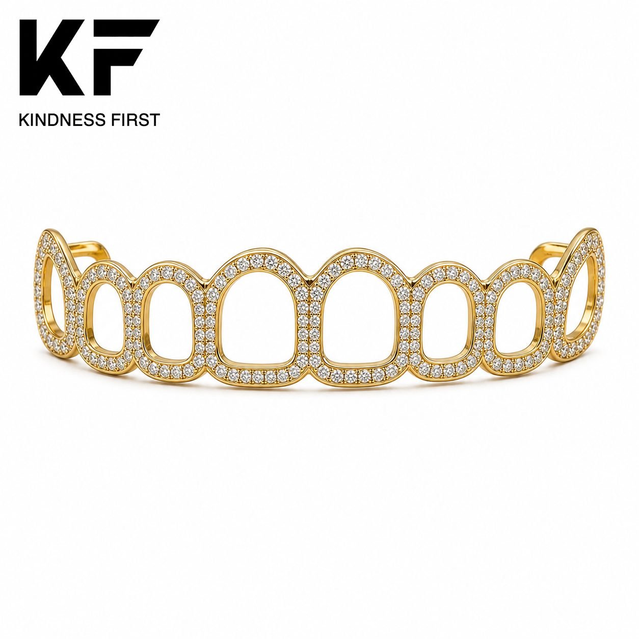 Wholesale 8 Teeth Open Face Moissanite Grillz Gold Tone 925 Sterling Silver Iced Out Hip Hop Jewelry view 3