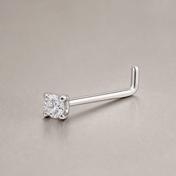 Wholesale 2mm Round Moissanite Nose Stud 925 Sterling Silver Four Prong Body Jewelry - P091 product image 1