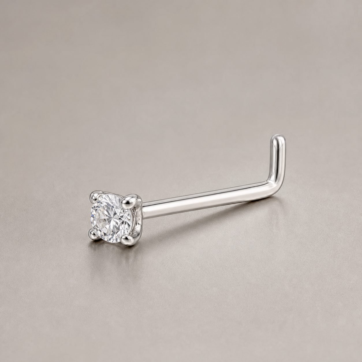 Wholesale 2mm Round Moissanite Nose Stud 925 Sterling Silver Four Prong Body Jewelry - P091 product image 1