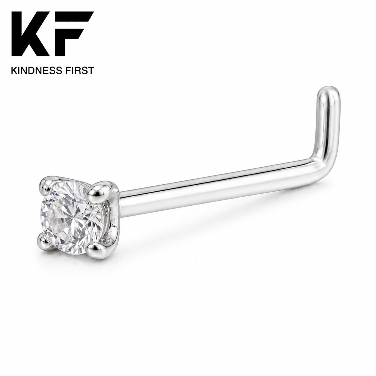 Wholesale 2mm Round Moissanite Nose Stud 925 Sterling Silver Four Prong Body Jewelry view 3
