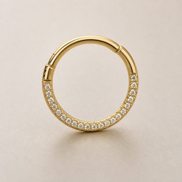 Wholesale Pave Moissanite Nose Hoop Gold Tone 925 Sterling Silver Thin Nose Ring Body Jewelry - P092 product image 1
