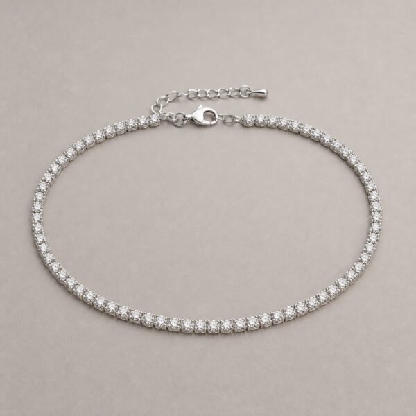 Wholesale 2mm Round Moissanite Tennis Anklet 925 Sterling Silver Dainty Women Jewelry - P093 product image 1