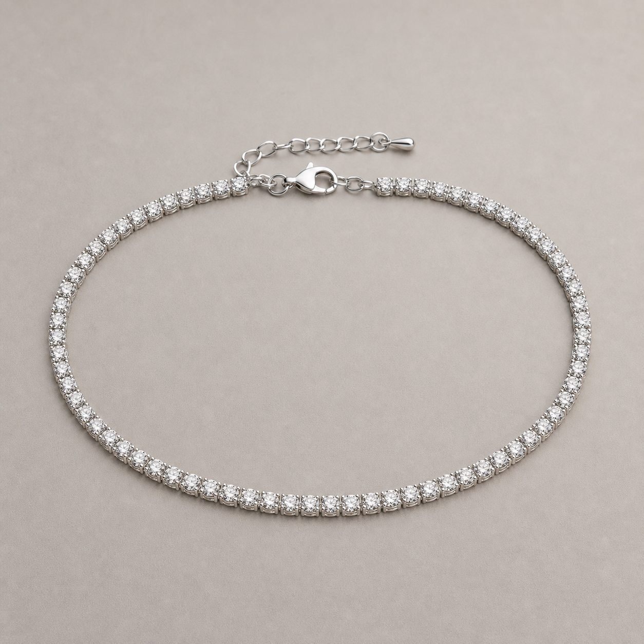 Wholesale 2mm Round Moissanite Tennis Anklet 925 Sterling Silver Dainty Women Jewelry - P093 product image 1