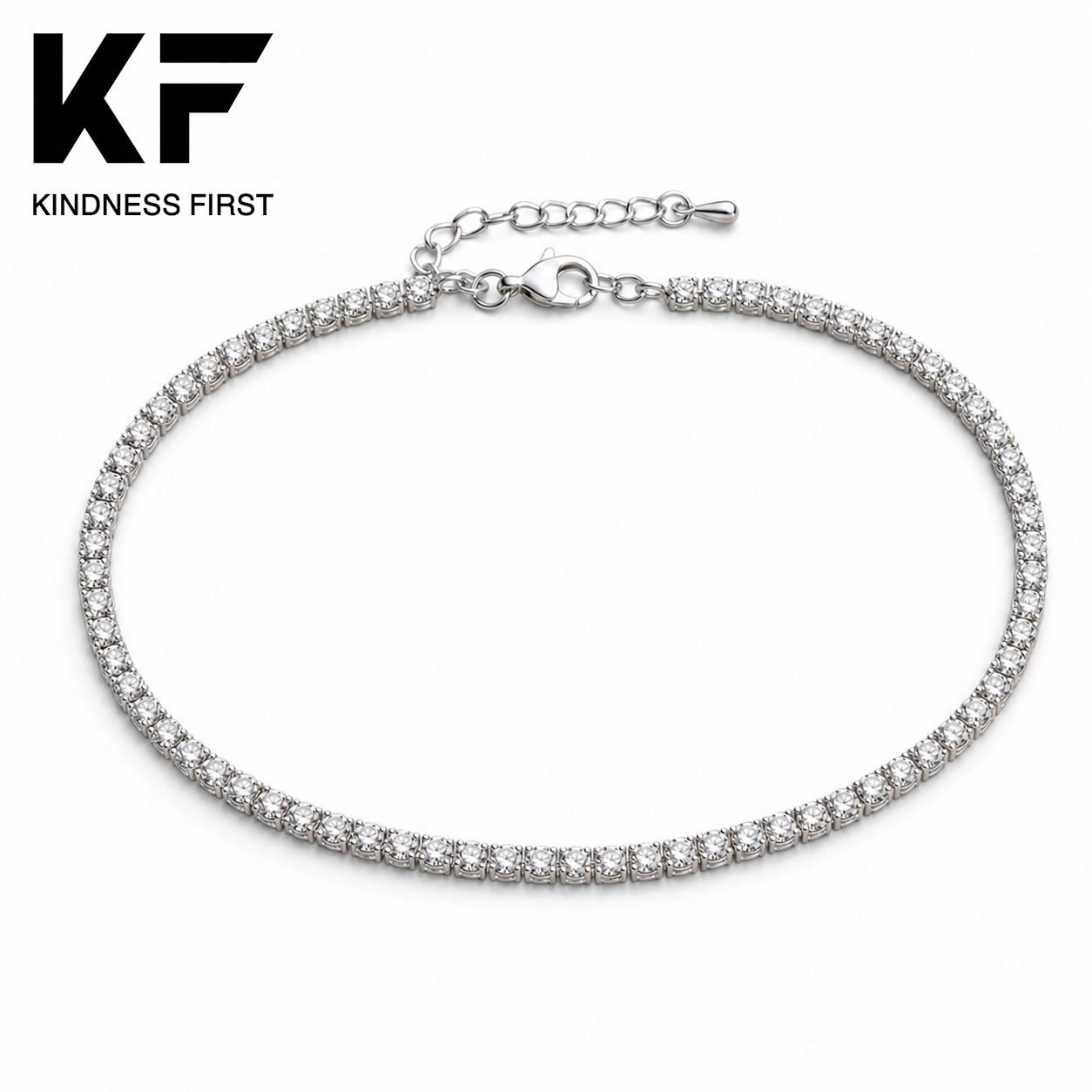 Wholesale 2mm Round Moissanite Tennis Anklet 925 Sterling Silver Dainty Women Jewelry view 3