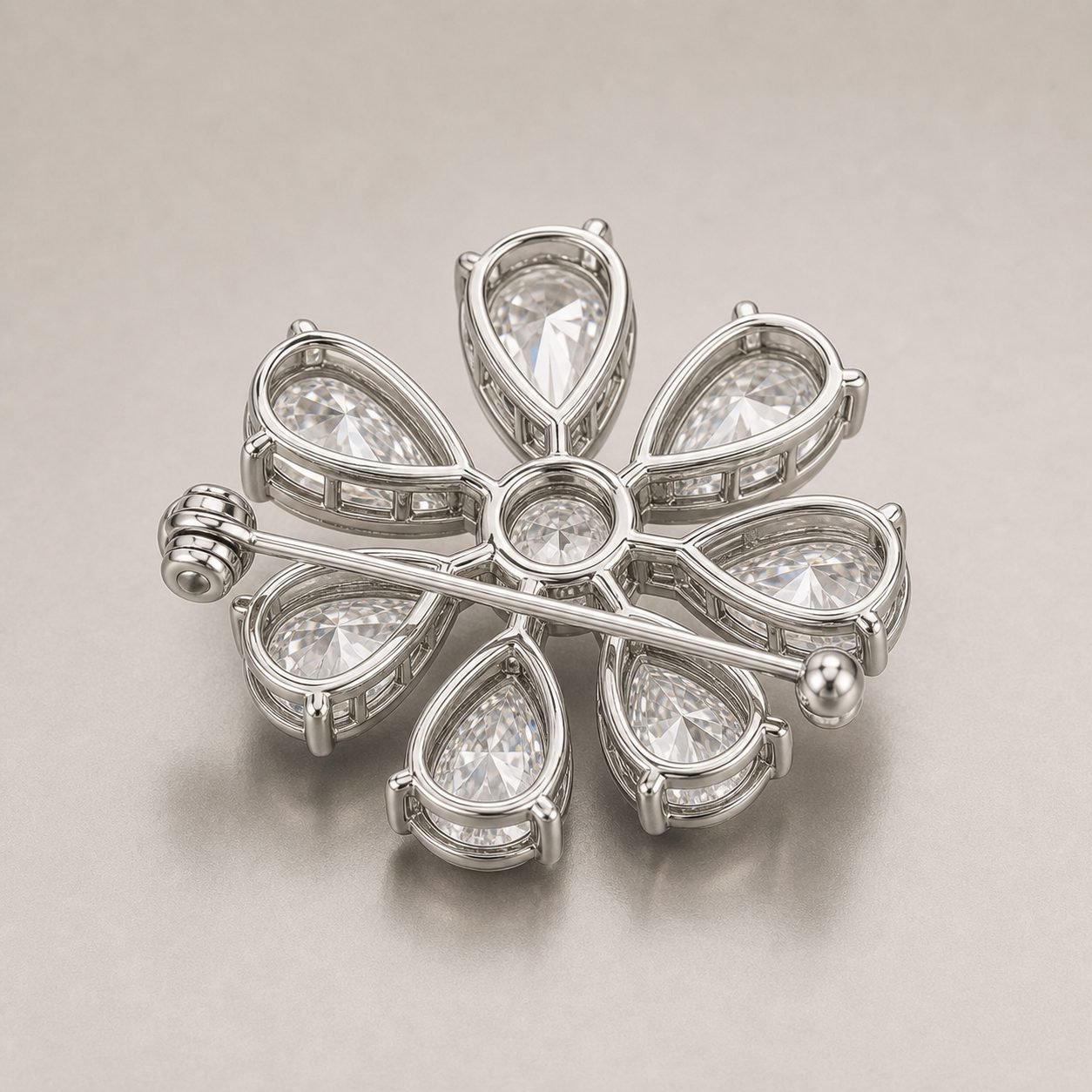 Wholesale Moissanite Flower Cluster Brooch 925 Sterling Silver Seven Petal Fine Jewelry view 4