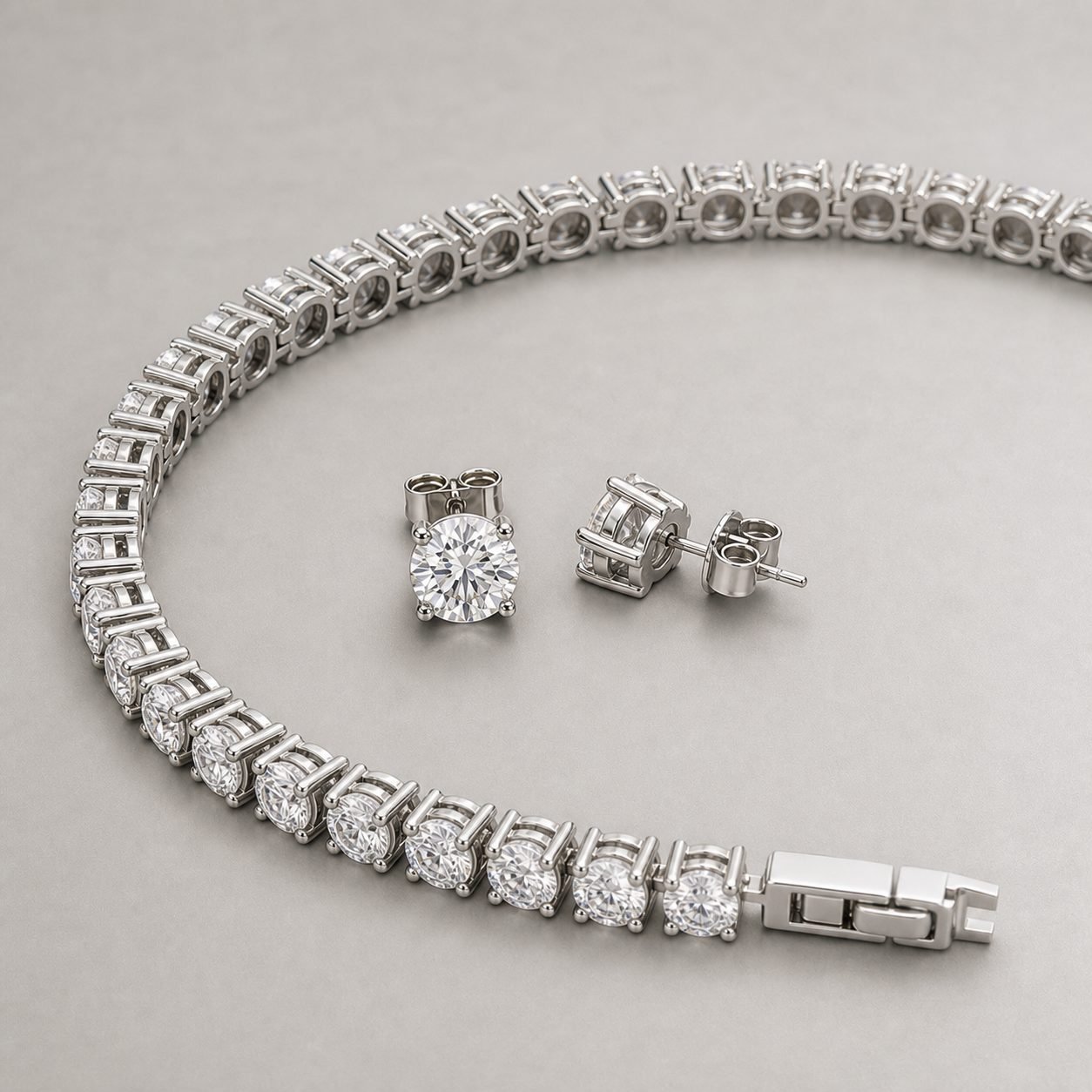 Wholesale Moissanite Tennis Necklace and Stud Earrings Set 925 Sterling Silver Bridal Jewelry view 4