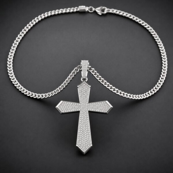 Wholesale Custom Slanted Cross Moissanite Pendant 925 Sterling Silver Iced Out Mens Hip Hop Jewelry - P096 product image 1