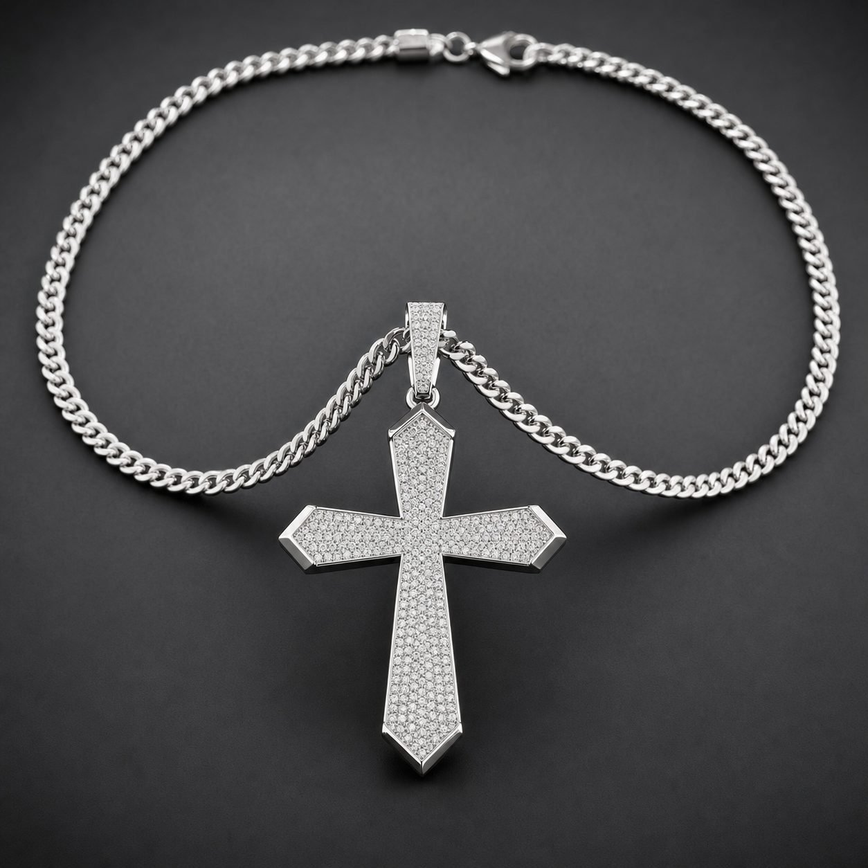 Wholesale Custom Slanted Cross Moissanite Pendant 925 Sterling Silver Iced Out Mens Hip Hop Jewelry - P096 product image 1