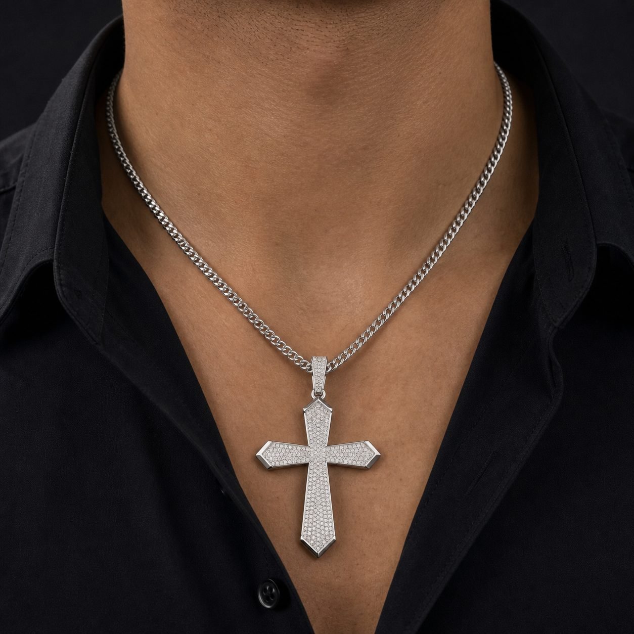 Wholesale Custom Slanted Cross Moissanite Pendant 925 Sterling Silver Iced Out Mens Hip Hop Jewelry view 2