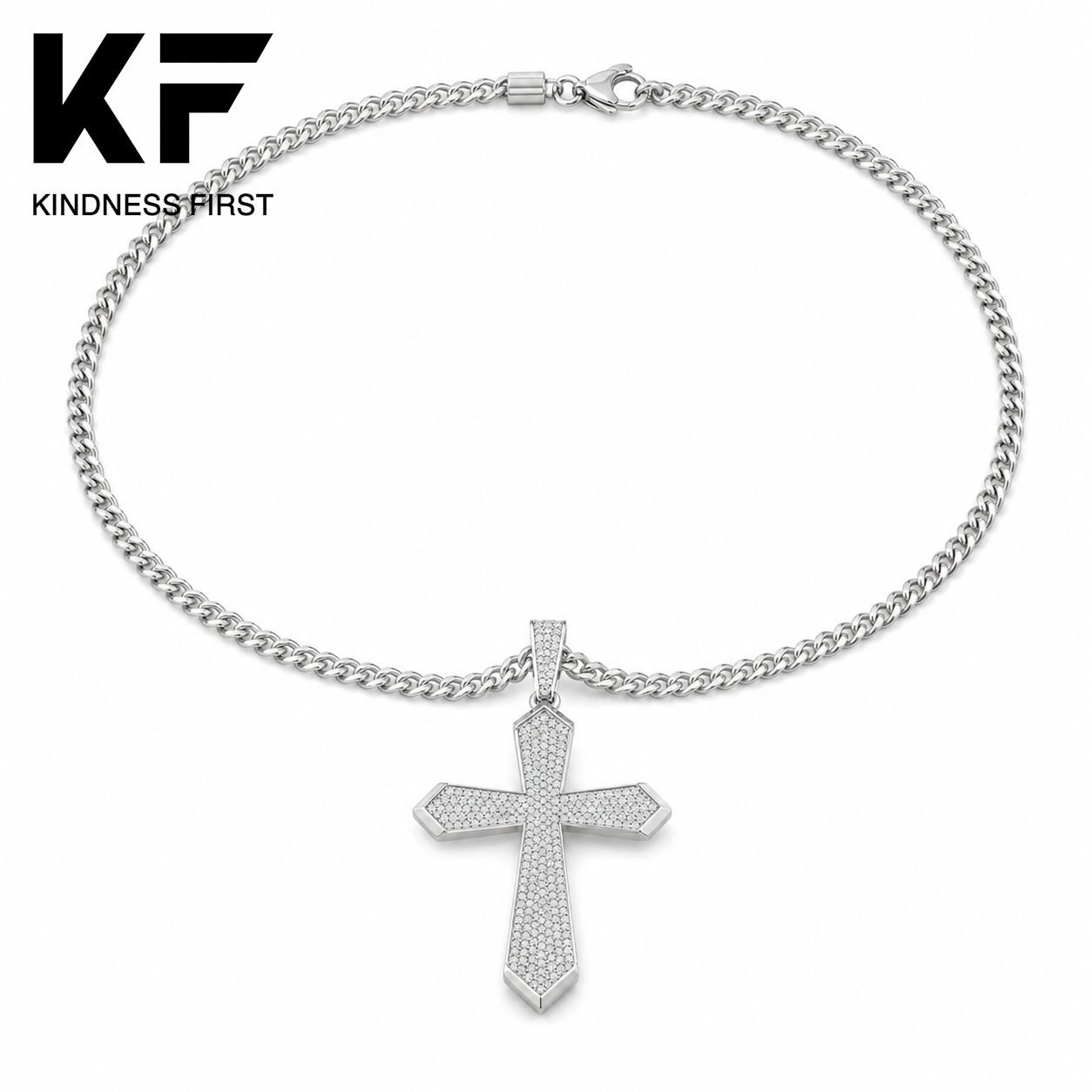 Wholesale Custom Slanted Cross Moissanite Pendant 925 Sterling Silver Iced Out Mens Hip Hop Jewelry view 3