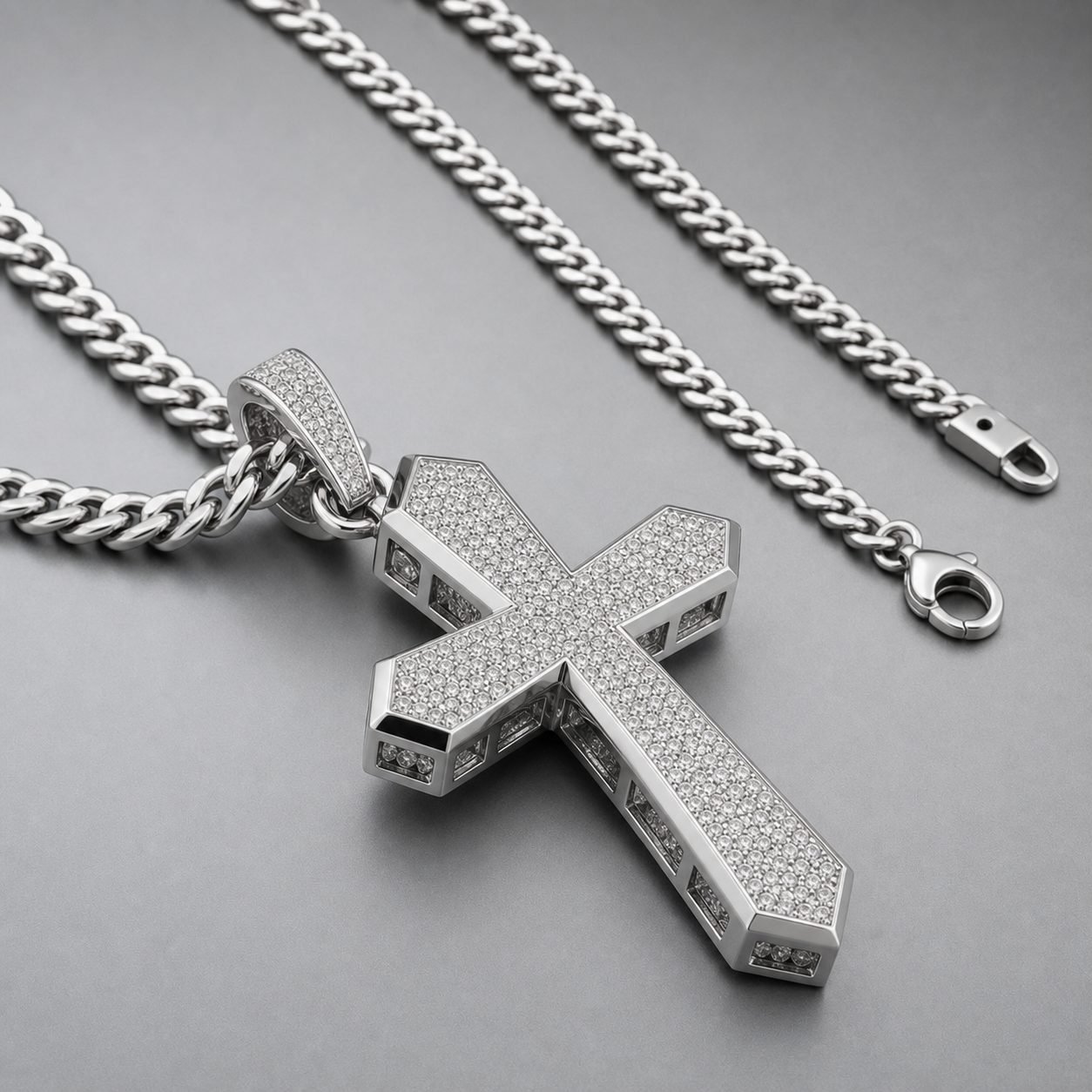 Wholesale Custom Slanted Cross Moissanite Pendant 925 Sterling Silver Iced Out Mens Hip Hop Jewelry view 4
