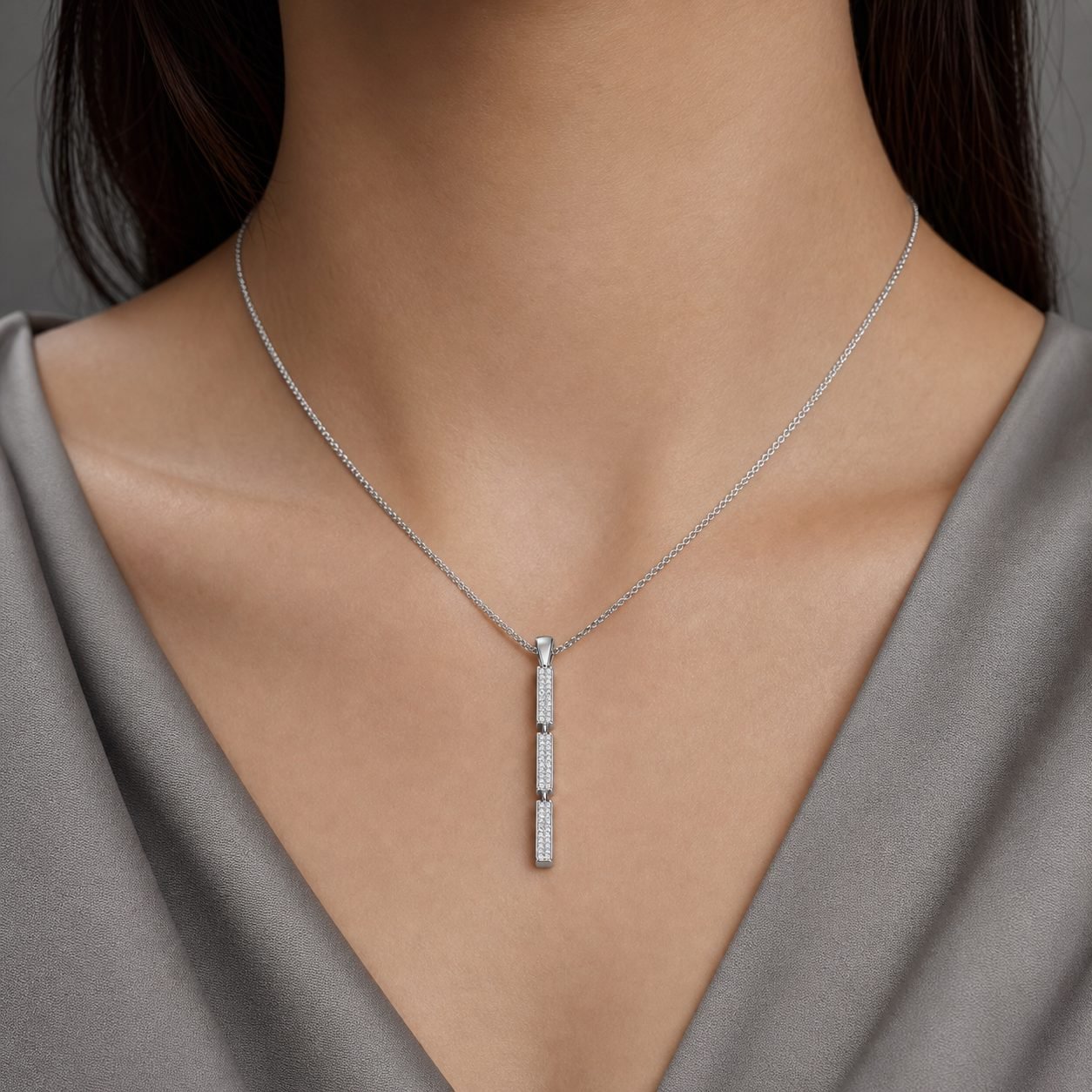Wholesale Geometric Vertical Bar Moissanite Pendant 925 Sterling Silver Iced Out Mens Necklace view 2
