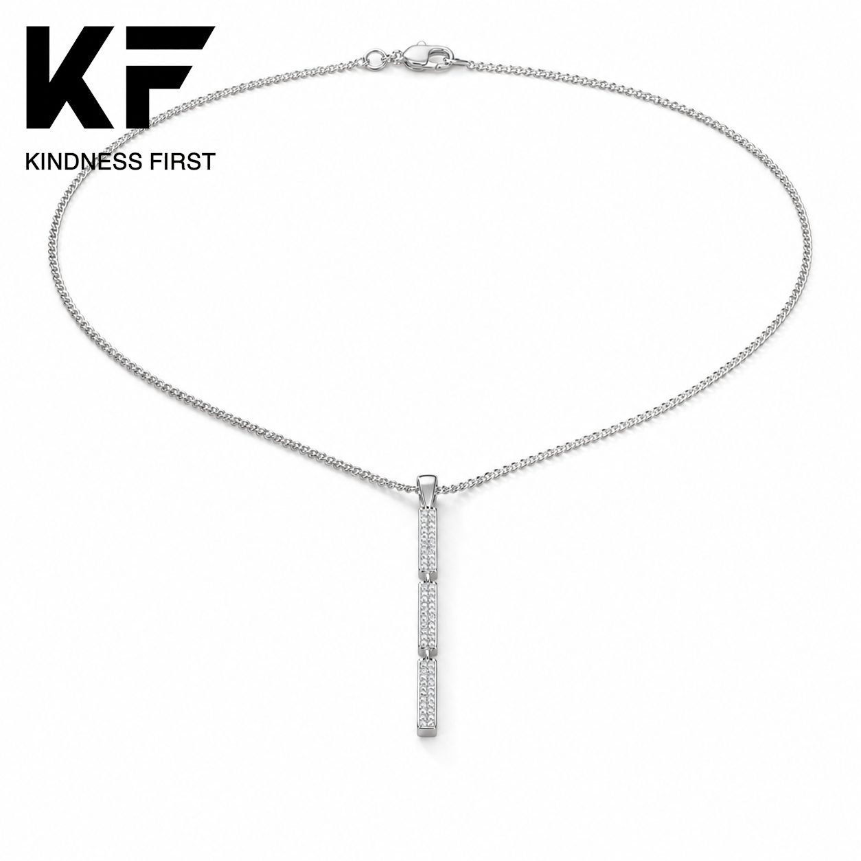 Wholesale Geometric Vertical Bar Moissanite Pendant 925 Sterling Silver Iced Out Mens Necklace view 3