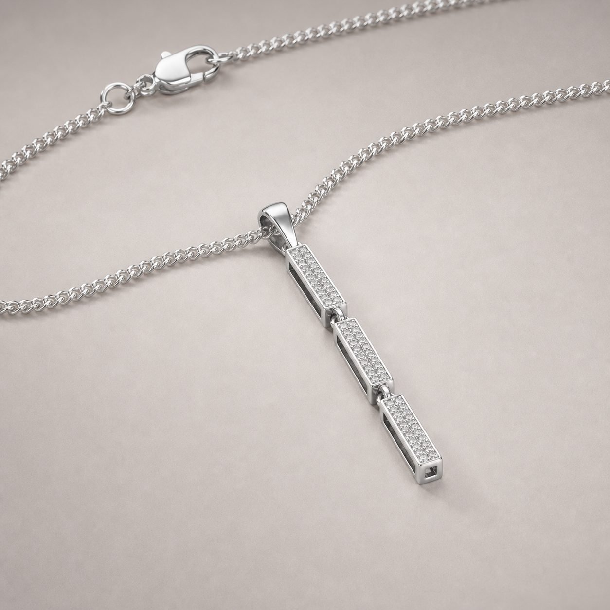 Wholesale Geometric Vertical Bar Moissanite Pendant 925 Sterling Silver Iced Out Mens Necklace view 4