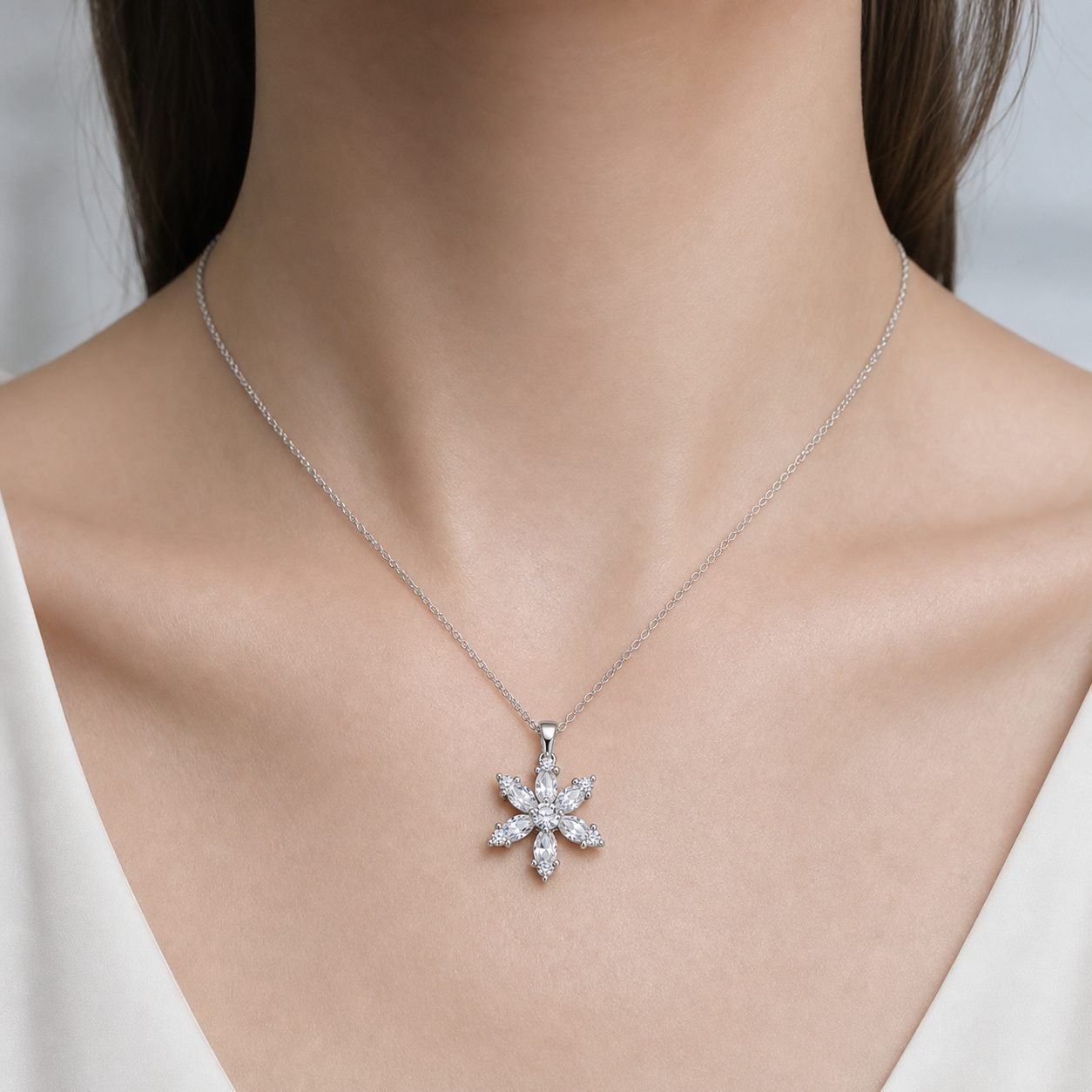 Wholesale Hexagon Snowflake Moissanite Cluster Pendant 925 Sterling Silver Fine Jewelry view 2