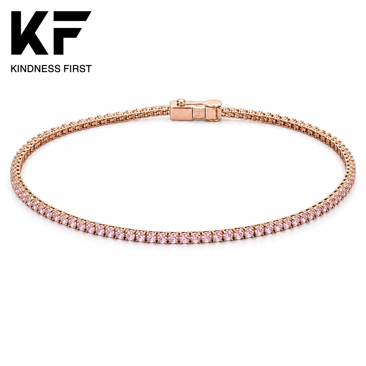 Wholesale Pink Moissanite Tennis Choker Necklace Rose Gold Tone 925 Sterling Silver Women Jewelry view 3