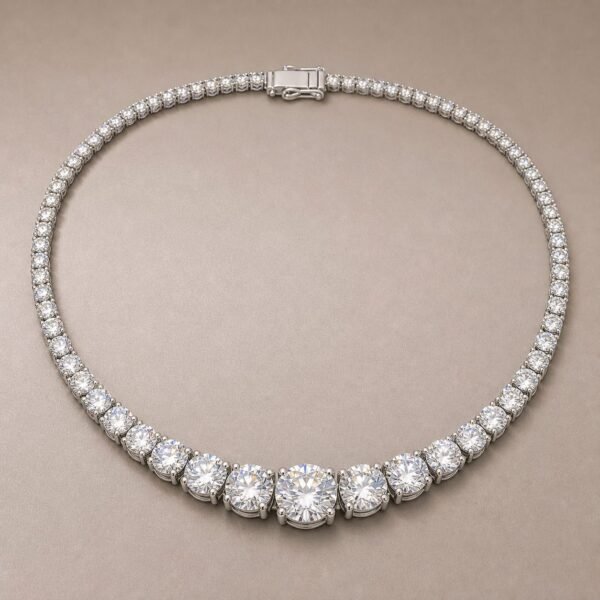 Wholesale Graduated Round Moissanite Riviera Necklace 925 Sterling Silver Bridal Fine Jewelry - P100 product image 1