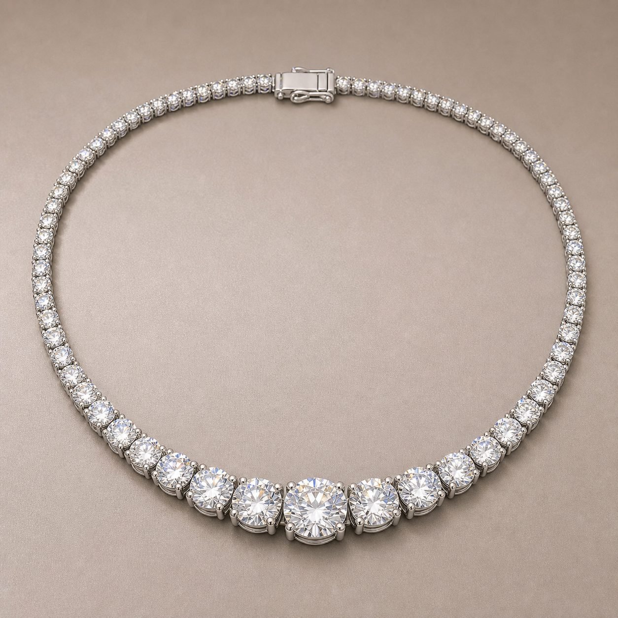 Wholesale Graduated Round Moissanite Riviera Necklace 925 Sterling Silver Bridal Fine Jewelry - P100 product image 1